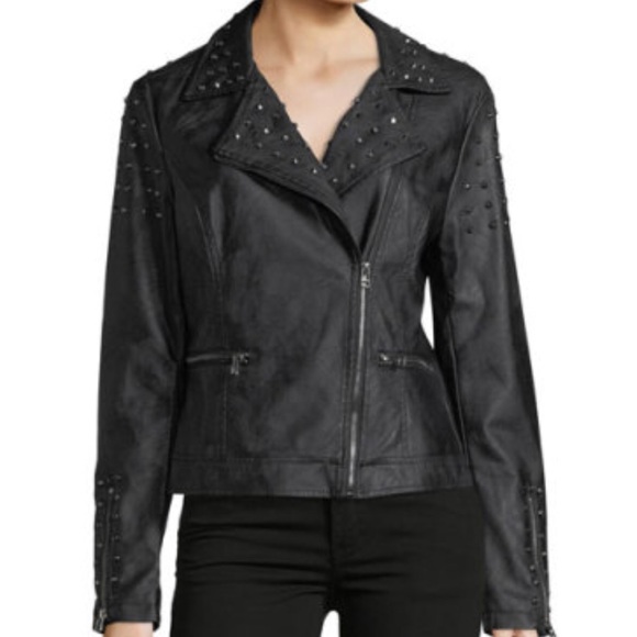 Max Studio Studded Faux-Leather Moto Jacket S - Picture 7 of 7